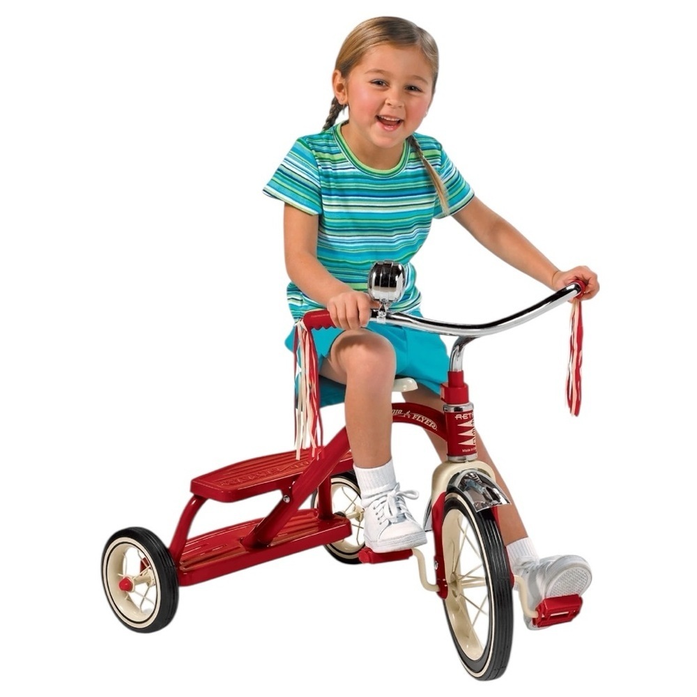 New In Box! Radio Flyer Retro Classic Red Dual Deck Tricycle Kids Ride On Toy - Picture 4 of 5